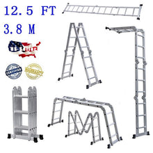 Load image into Gallery viewer, Ladder Aluminum Folding extension staircase Silver Household step Place ft new multi platform - jnpworldwide