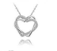 Load image into Gallery viewer, fashion jewelry factory customized heart double diamond artificial necklace earring chain pendant - jnpworldwide