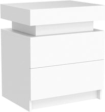 Load image into Gallery viewer, Modern white Nightstand With 2 Storage Drawers,Led Lights, End Table For Bedroom Furniture