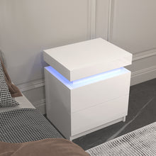 Load image into Gallery viewer, Modern white Nightstand With 2 Storage Drawers,Led Lights, End Table For Bedroom Furniture