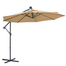 Load image into Gallery viewer, 10 FT Solar LED Patio Outdoor Umbrella Hanging Cantilever Umbrella Offset Umbrella Easy Open Adustment with 32 LED Lights -taupe