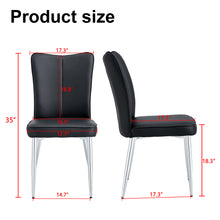 Load image into Gallery viewer, Modern minimalist dining chairs black PU leather curved backrest and cushion black metal semi matte chair legs