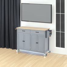 Load image into Gallery viewer, Kitchen Island Cart with Solid Wood Top and Locking Wheels 54.3 Inch Width (Grey Blue)