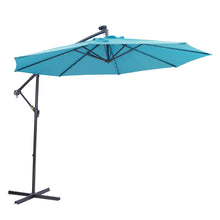 Load image into Gallery viewer, 10 FT Solar LED Patio Outdoor Umbrella Hanging Cantilever Umbrella Offset Umbrella Easy Open Adustment with 32 LED Lights