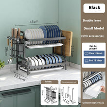 Load image into Gallery viewer, Household Multi-functional Carbon Steel Double-layer Tableware Storage Rack