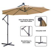 Load image into Gallery viewer, 10 FT Solar LED Patio Outdoor Umbrella Hanging Cantilever Umbrella Offset Umbrella Easy Open Adustment with 32 LED Lights -taupe