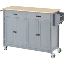 Load image into Gallery viewer, Kitchen Island Cart with Solid Wood Top and Locking Wheels 54.3 Inch Width (Grey Blue)