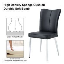 Load image into Gallery viewer, Modern minimalist dining chairs black PU leather curved backrest and cushion black metal semi matte chair legs