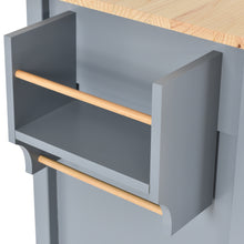 Load image into Gallery viewer, Kitchen Island Cart with Solid Wood Top and Locking Wheels 54.3 Inch Width (Grey Blue)