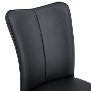 Modern minimalist dining chairs black PU leather curved backrest and cushion black metal semi matte chair legs