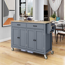 Load image into Gallery viewer, Kitchen Island Cart with Solid Wood Top and Locking Wheels 54.3 Inch Width (Grey Blue)