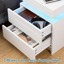 Load image into Gallery viewer, Modern white Nightstand With 2 Storage Drawers,Led Lights, End Table For Bedroom Furniture