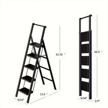 Load image into Gallery viewer, 5-step ladder folding stool with anti slip wide pedals, lightweight and easy to carry handle folding ladder