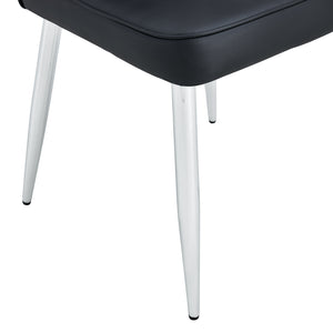 Modern minimalist dining chairs black PU leather curved backrest and cushion black metal semi matte chair legs