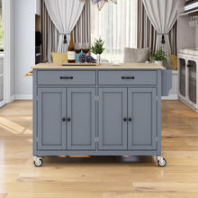 Load image into Gallery viewer, Kitchen Island Cart with Solid Wood Top and Locking Wheels 54.3 Inch Width (Grey Blue)