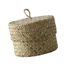 Load image into Gallery viewer, Candy Box with Lid Seagrass Organizer Household Handmade Finishing Box Container Handwoven Rattan Storage Basket for Living Room