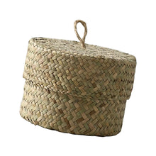 Load image into Gallery viewer, Candy Box with Lid Seagrass Organizer Household Handmade Finishing Box Container Handwoven Rattan Storage Basket for Living Room