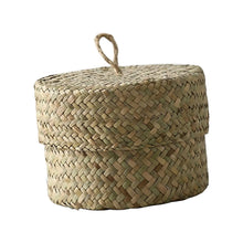 Load image into Gallery viewer, Candy Box with Lid Seagrass Organizer Household Handmade Finishing Box Container Handwoven Rattan Storage Basket for Living Room