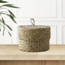 Load image into Gallery viewer, Candy Box with Lid Seagrass Organizer Household Handmade Finishing Box Container Handwoven Rattan Storage Basket for Living Room