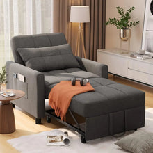 Load image into Gallery viewer, Convertible Futon Sofa Bed, 3-in-1 Multi-Functional Sleeper Chair Bed, Adjustable Backrest Recliner with Modern Linen Fabric