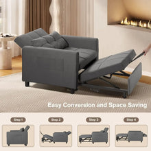 Load image into Gallery viewer, Convertible Futon Sofa Bed, 3-in-1 Multi-Functional Sleeper Chair Bed, Adjustable Backrest Recliner with Modern Linen Fabric