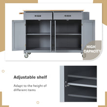 Load image into Gallery viewer, Kitchen Island Cart with Solid Wood Top and Locking Wheels 54.3 Inch Width (Grey Blue)