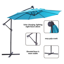 Load image into Gallery viewer, 10 FT Solar LED Patio Outdoor Umbrella Hanging Cantilever Umbrella Offset Umbrella Easy Open Adustment with 32 LED Lights