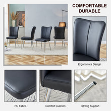 Load image into Gallery viewer, Modern minimalist dining chairs black PU leather curved backrest and cushion black metal semi matte chair legs