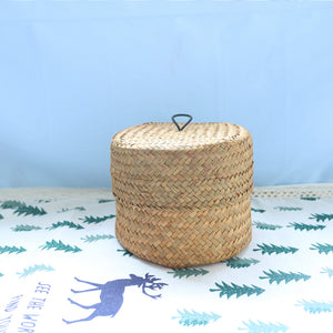 Seagrass Woven Handmade Tea Box Wedding Gift Box Candy Box Accompanying Gift Desktop Storage Box Crafts