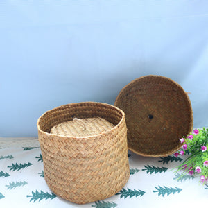 Seagrass Woven Handmade Tea Box Wedding Gift Box Candy Box Accompanying Gift Desktop Storage Box Crafts