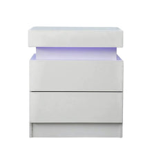 Load image into Gallery viewer, Modern white Nightstand With 2 Storage Drawers,Led Lights, End Table For Bedroom Furniture