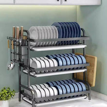 Load image into Gallery viewer, Household Multi-functional Carbon Steel Double-layer Tableware Storage Rack