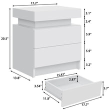 Load image into Gallery viewer, Modern white Nightstand With 2 Storage Drawers,Led Lights, End Table For Bedroom Furniture