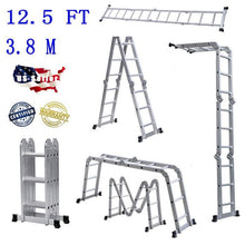 Load image into Gallery viewer, staircase Aluminum Folding extension Ladder Silver Household step Place ft new multi platform - jnpworldwide