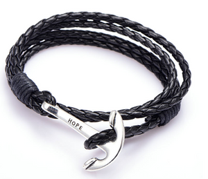 Anchor bracelet weave multilayer men's jewelry fashion pendant plated silver chain sterling cross - jnpworldwide