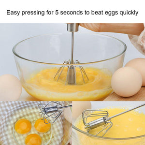 Semi auto Mixer Egg Beater Manual Turning Stainless Whisk Hand Blender Cream Stirring Kitchen Tools - jnpworldwide