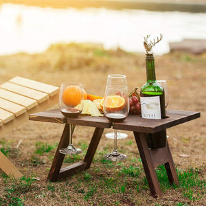 folding table picnic rack plate stand holder made from wooden sturdy for organizer plate fruit glasses bottles tray home beach outdoor party sea