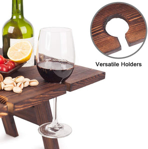 folding table picnic rack plate stand holder made from wooden sturdy for organizer plate fruit glasses bottles tray home beach outdoor party sea