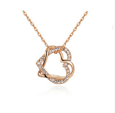fashion jewelry factory customized heart double diamond artificial necklace earring chain pendant - jnpworldwide