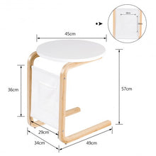 Load image into Gallery viewer, Table round white color make sturdy wooden size 48.2 cm have space chair with storage bag for setting tray cup lamps book remote