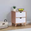 Load image into Gallery viewer, 2 Drawer cabinet wooden bedside end table storage wood bedroom accent side room essentials stacking square coffee inch tablecloth shaped round
