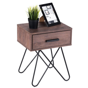 Retro Side Table Beside Sofa Nightstand End Lamp Table wood color sturdy organizer plate storage fruit cup bottles tray home