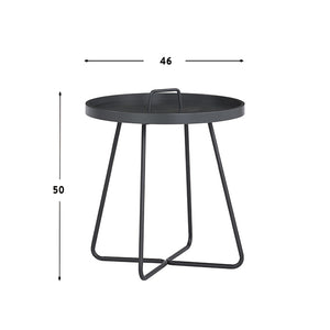 Round coffee table grey side end storage cover tray edge legs metal living room shelf sofa new elements setting cup top garden office kitchen desk outdoor tall 20.2 x W 18.1 x D 18.1 x H 51.5 inch.