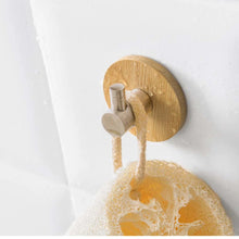 Load image into Gallery viewer, Adhesive Natural Bamboo Stainless Steel Hook Wall Clothes Bag Headphone Key Hanger Kitchen Bathroom Door Towel Rustproof Shelf - jnpworldwide
