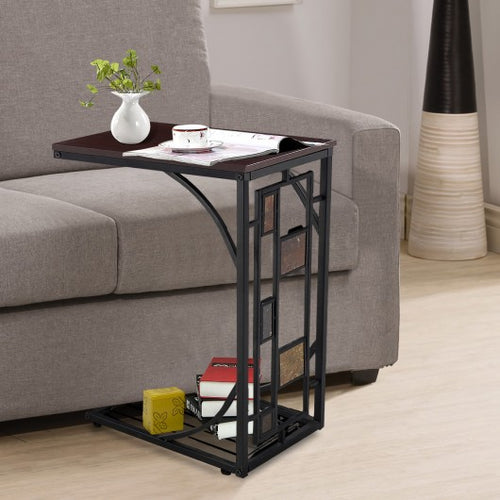 C-shaped Sofa Side Coffee Laptop Trolley Table organizer plate storage notebook cup bottles tray bed sofa living room home