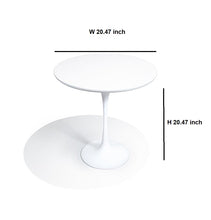 Load image into Gallery viewer, Side table white fiberglass top round and leg aluminium nightstand end storage cover living room shelf sofa new elements setting cup top garden office kitchen desk outdoor tall 20.47 in x W 20.47 inch