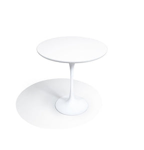 Side table white fiberglass top round and leg aluminium nightstand end storage cover living room shelf sofa new elements setting cup top garden office kitchen desk outdoor tall 20.47 in x W 20.47 inch