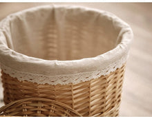 Load image into Gallery viewer, Basket woven wicker wood with lid for clothes storage toy in room living room bathroom bedroom  home decor