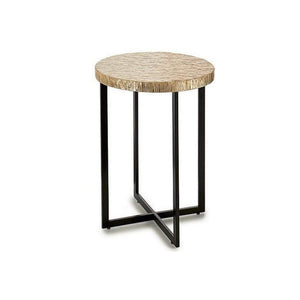 side table round wood brown nightstand end storage legs black metal new elements setting top decor garden bar sofa office kitchen living room desk home in outdoor tall 24.4 x 17.7 x 17.7 inch
