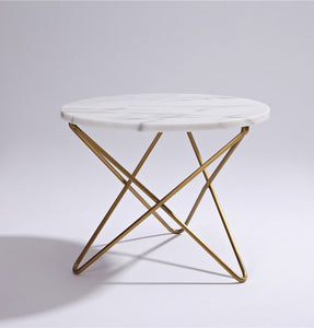 Side table round shape nightstand end storage made metal gold legs new setting coffee cup top decor garden office dining kitchen coffee desk living room tall 14.5in x W17.7 inch.